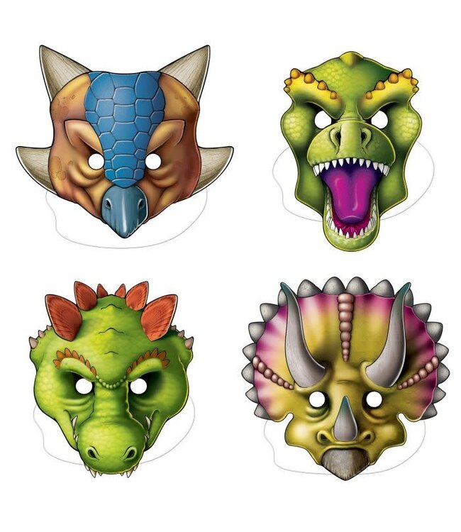 BEISTLE Dinosaur Masks-4ct