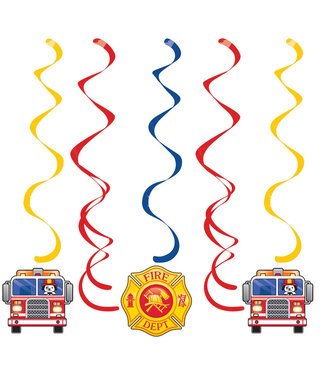 Creative Converting Flaming Fire Truck Assorted Dizzy Danglers - 5ct