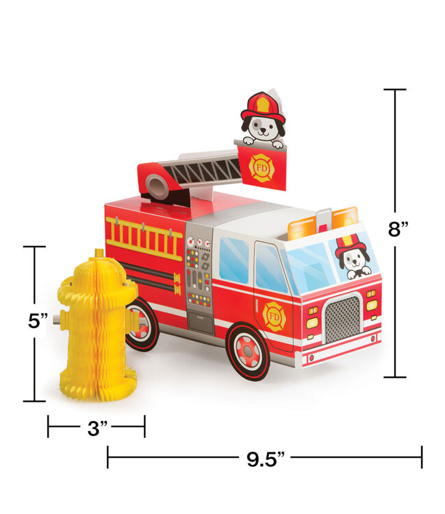 Creative Converting Flaming Fire Truck Centerpiece Set