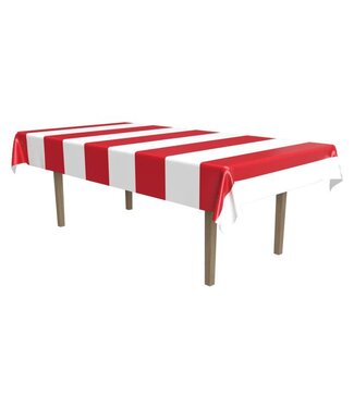 BEISTLE Red & White Stripes Tablecover