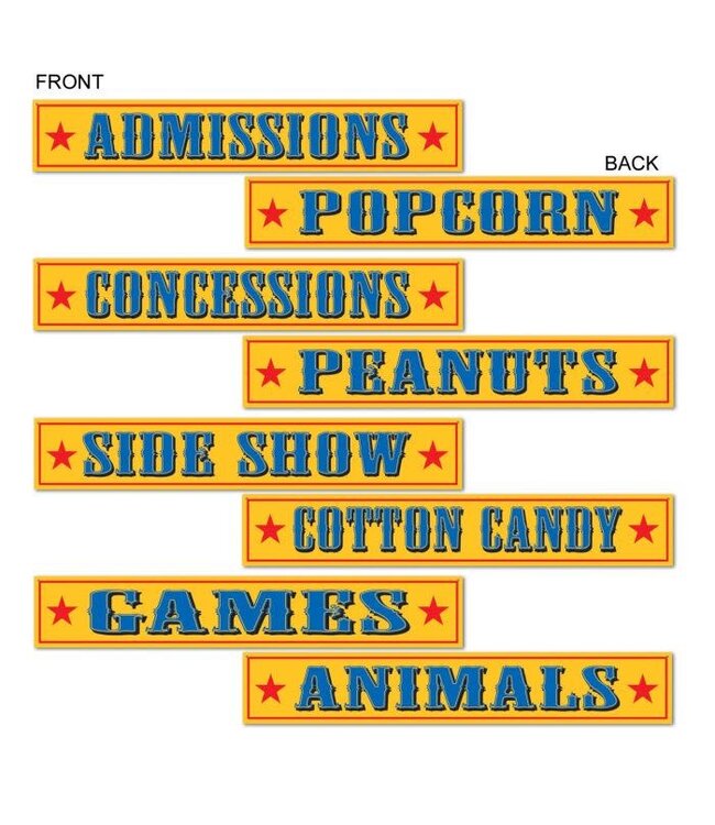 BEISTLE 4CT Circus Sign Cutouts