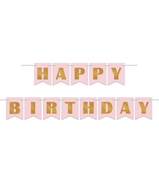 BEISTLE Happy Birthday Streamer PINK/GOLD