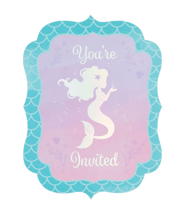 Creative Converting Mermaid Shine Postcard Invitations - 8ct