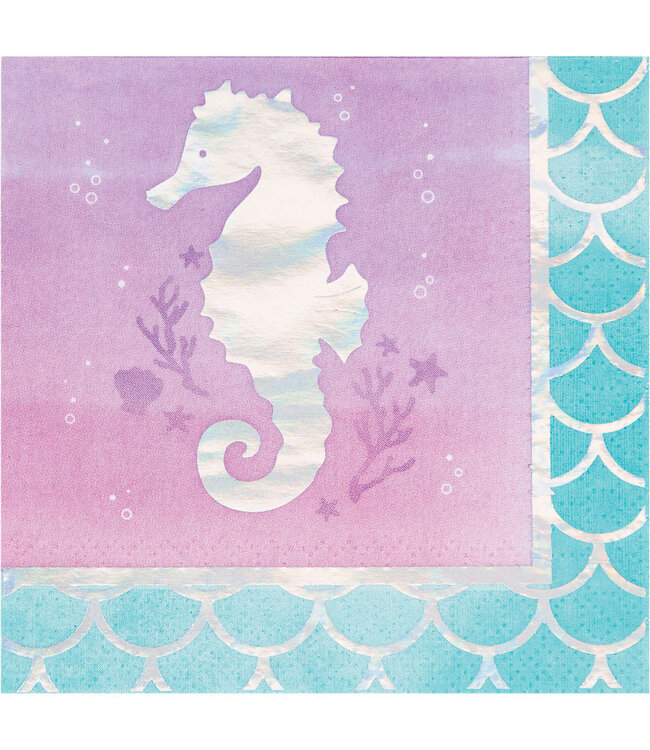 Creative Converting Mermaid Shine Beverage Napkins - 16ct