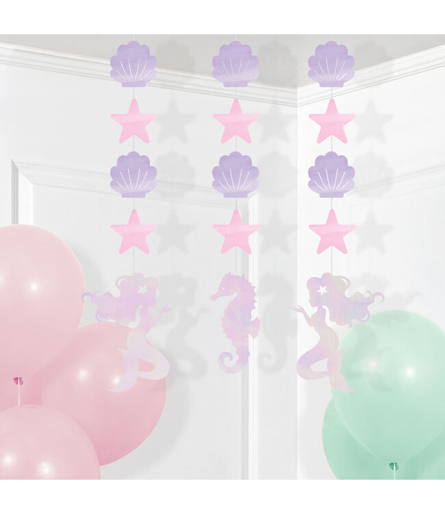 Creative Converting Mermaid Shine Hanging Cutouts - 3ct