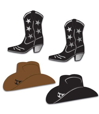 BEISTLE 4ct Foil Cowboy Hat & Boot Silhouettes