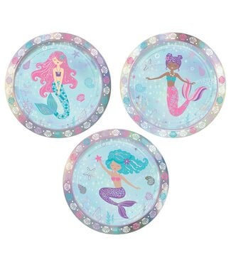 Shimmering Mermaids 7" Assorted Iridescent Round Plates