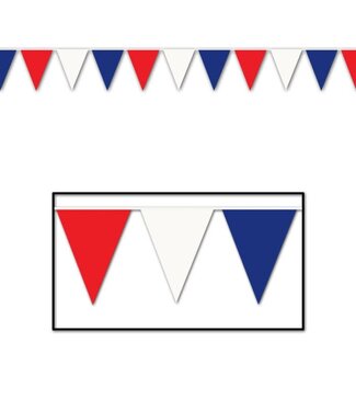 BEISTLE Red, White & Blue Pennant Banner-30ft.