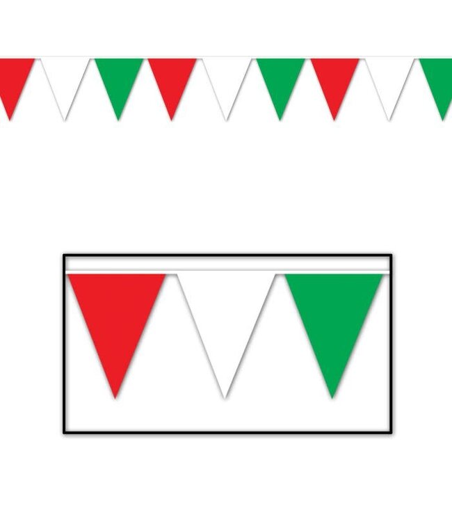 Red, White & Green Pennant Banner-30ft