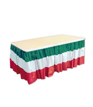 BEISTLE Red, White & Green Table Skirting