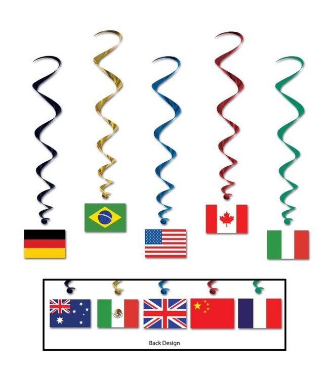 BEISTLE International Flag Whirls-5ct