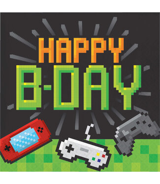 Creative Converting Gaming Party "Happy B-Day" Luncheon Napkins - 16ct