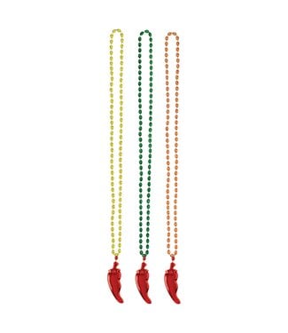 Bead Necklace w/Plastic Chili Pepper