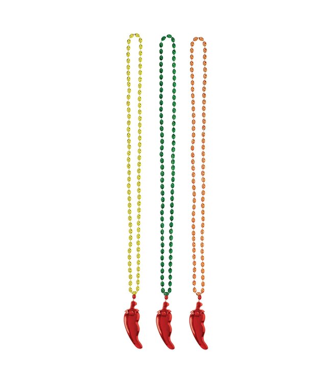 Bead Necklace w/Plastic Chili Pepper