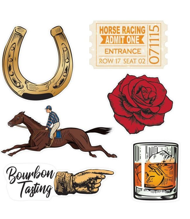 6ct Vintage Cutouts Horse Racing