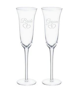 "Bride & Groom" Toasting Glass