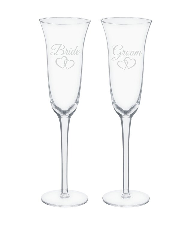 "Bride & Groom" Toasting Glass