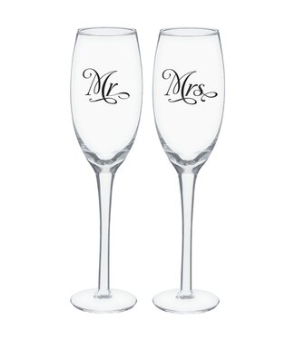 "Mr. And Mrs." Toasting Glass