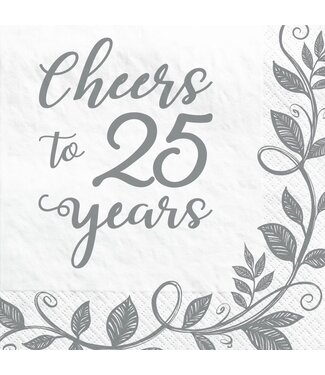 Happy 25th Anniversary Beverage Napkins