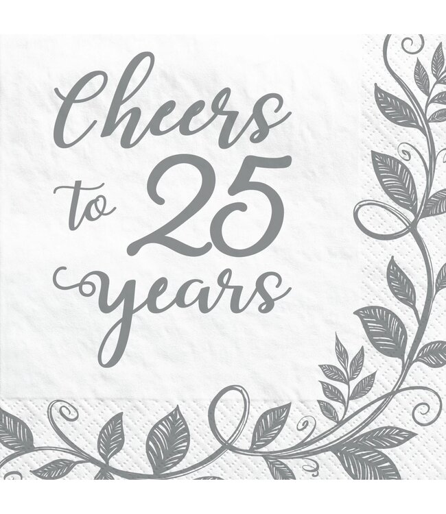 Happy 25th Anniversary Beverage Napkins