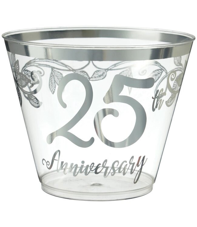 Amscan Happy 25th Anniversary Tumblers, 9 oz.