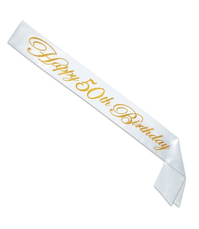 BEISTLE Gltrd Happy "50th" Birthday Satin Sash