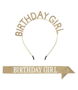 BEISTLE Birthday Girl Headband & Glitter Sash Set