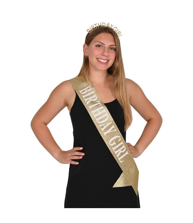 BEISTLE Birthday Girl Headband & Glitter Sash Set