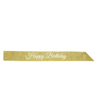 BEISTLE Happy Birthday Glittered Sash-gold