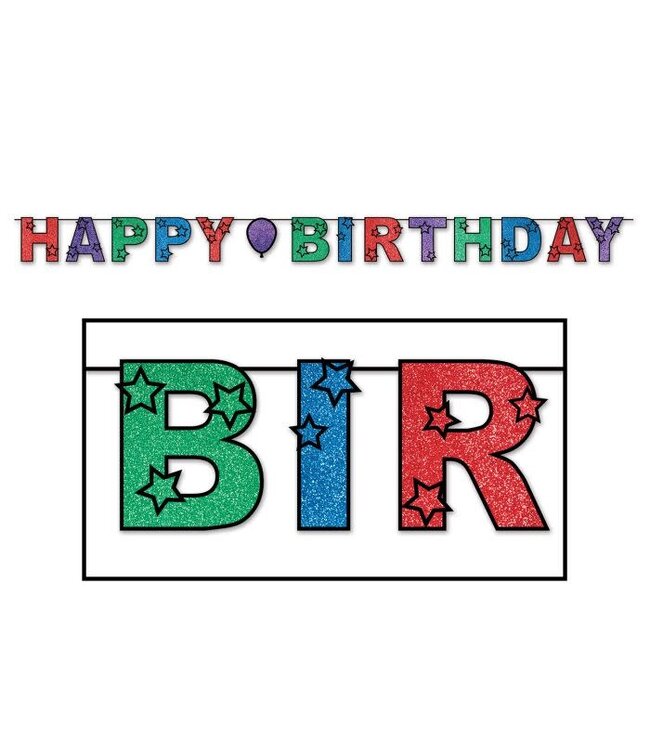 BEISTLE Glittered Happy Birthday Streamer