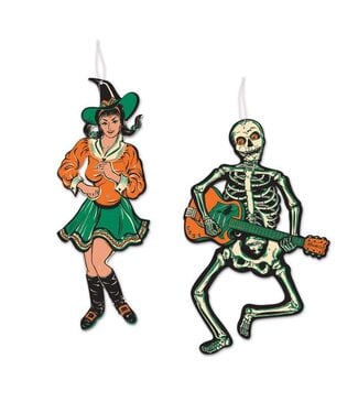 BEISTLE Vintage Halloween Jointed GoGo Dancers-2ct