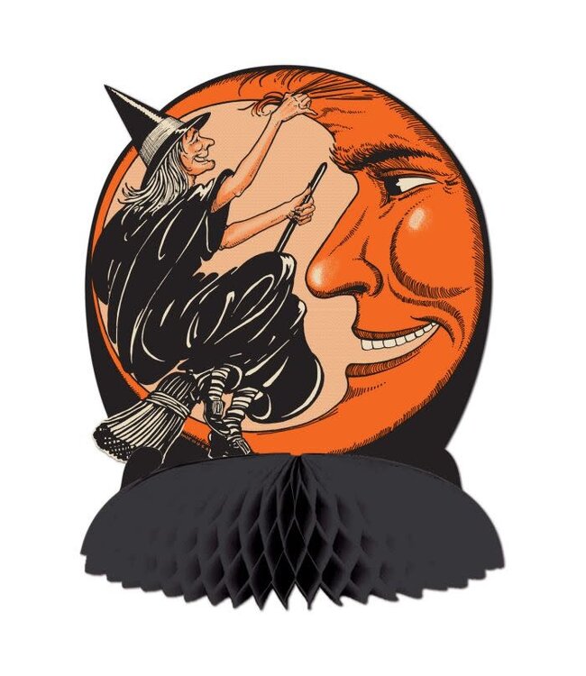 BEISTLE Vintage Halloween Witch & Moon Centerpiece