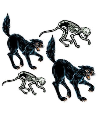 BEISTLE Vintage Halloween Jointed Cats-4ct