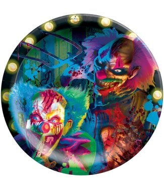 AMSCAN Creepy Carnival Blacklight 10" Round Plates