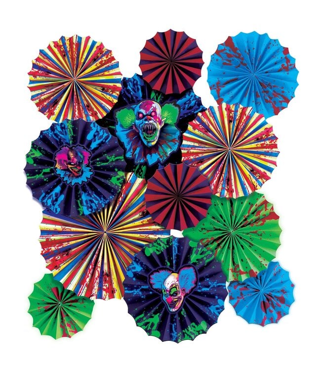 AMSCAN Creepy Carnival Blacklight Paper Fan Decoration Kit