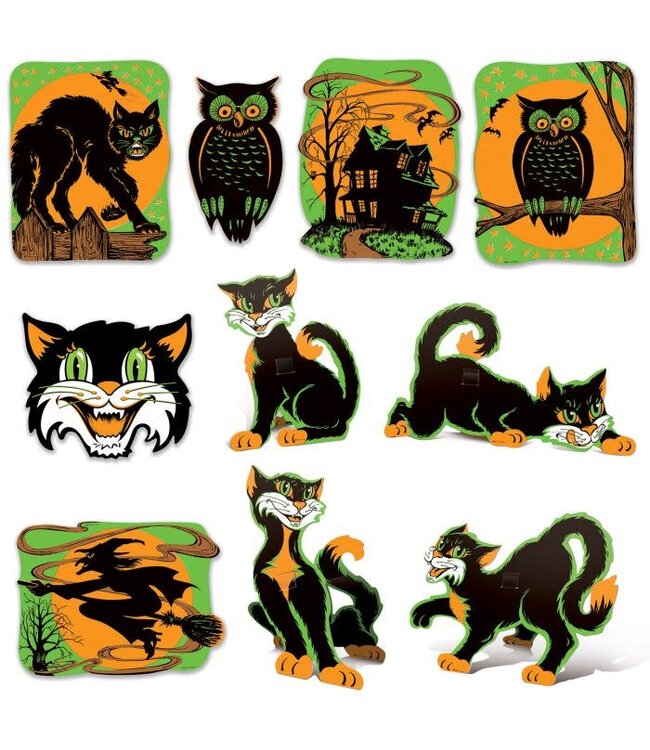 BEISTLE Vintage Halloween Fluorescent Cutouts-10ct