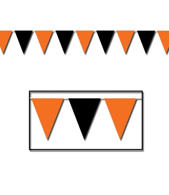 BEISTLE Orange & Black Pennant Banner-30ft