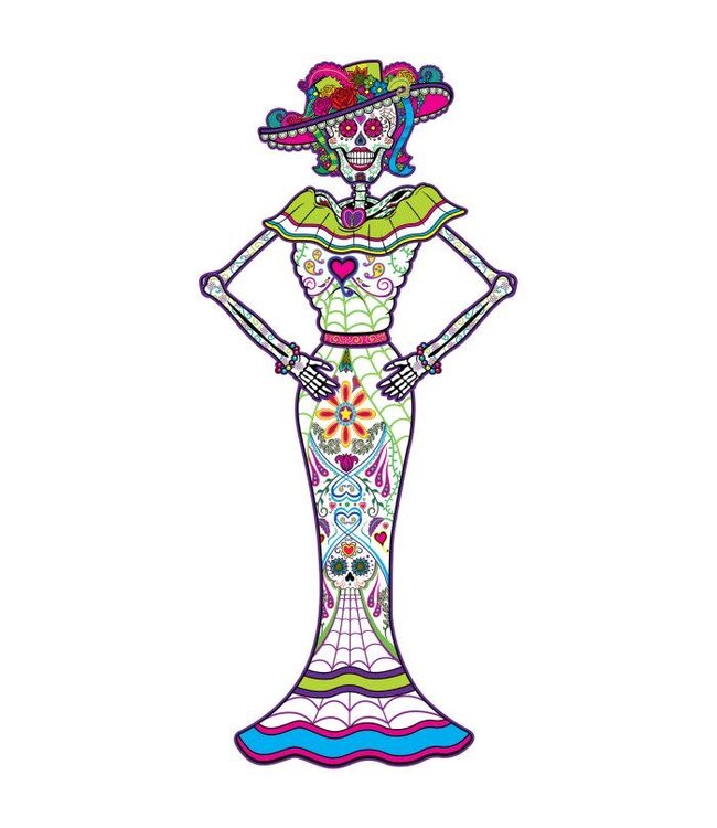 BEISTLE Jointed Day Of The Dead Female Skeleton-4ft