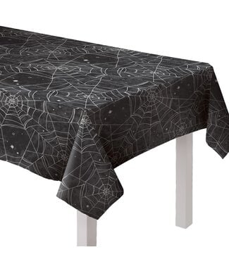 Amscan Spider Web Night Flannel-Backed Tablecover