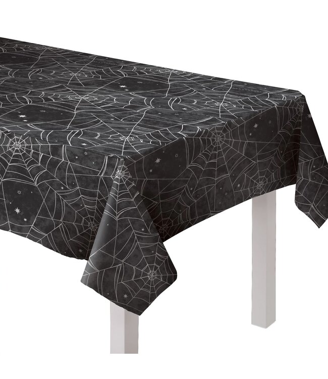 Amscan Spider Web Night Flannel-Backed Tablecover