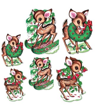 Vintage Christmas Reindeer Cutouts-6ct