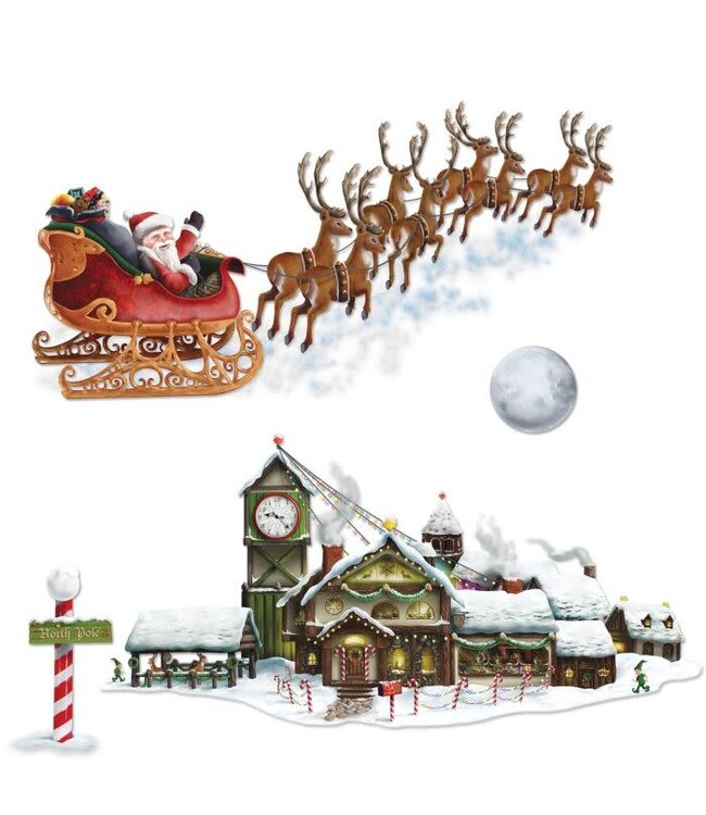 BEISTLE Santa's Sleigh & Workshop Props