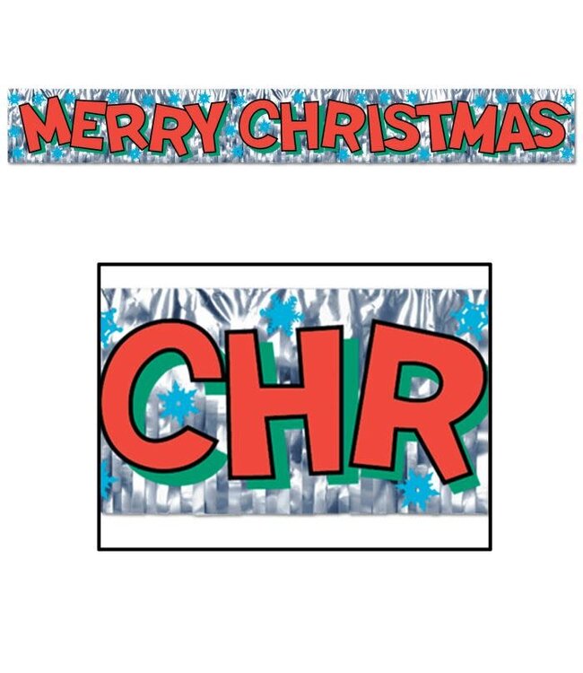 BEISTLE Metallic Merry Christmas Fringe Banner