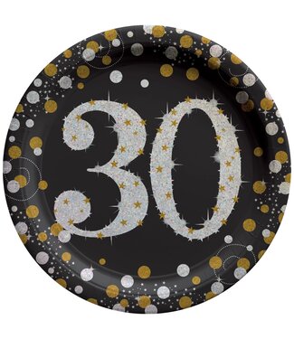 Amscan Sparkling Celebration 30 Round Plates, 9"