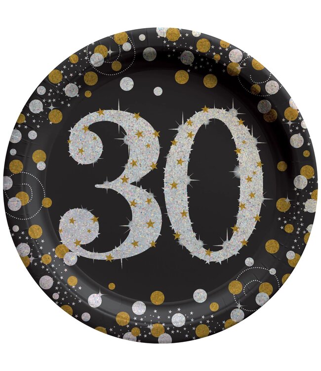 Amscan Sparkling Celebration 30 Round Plates, 9"
