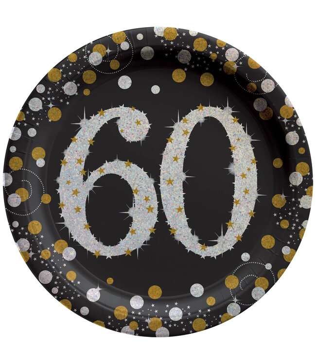 Amscan Sparkling Celebration 60 Round Plates, 9"