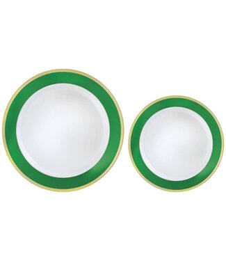 Amscan Multipack, Hot Stamped Plastic Border Plates - Festive Green