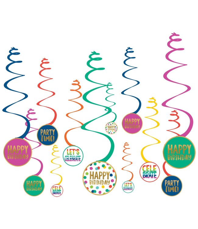 Happy Dots Spiral Decoration Value Pack-12 ct