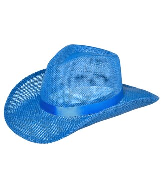 Straw Cowboy Hat - Blue