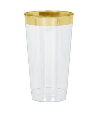 Premium Plastic Tumblers - Clear w/Gold Trim